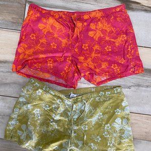 Gap Hibiscus Hawaiian Aloha Drawstring Shorts- Lot of 2!